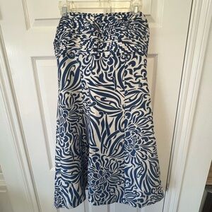 Ann Taylor Strapless Dress in Blue and White
